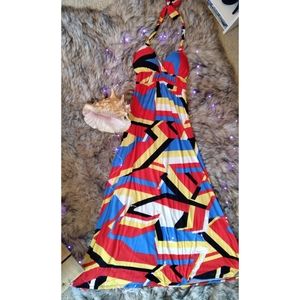 Floor length color block dress